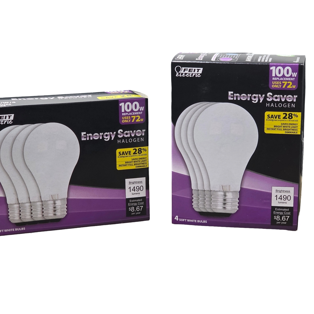 FEIT ELECTRIC Q72A/W/4/RP 100W=72W Light Bulbs | Soft White | 2 X 4-Pack=8 Bulbs